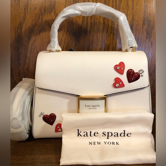 NWT-Kate Spade-Katy-Heart❤️Embellished-Small Top Handle Bag-Dust Bag-$398 - Picture 10 of 16